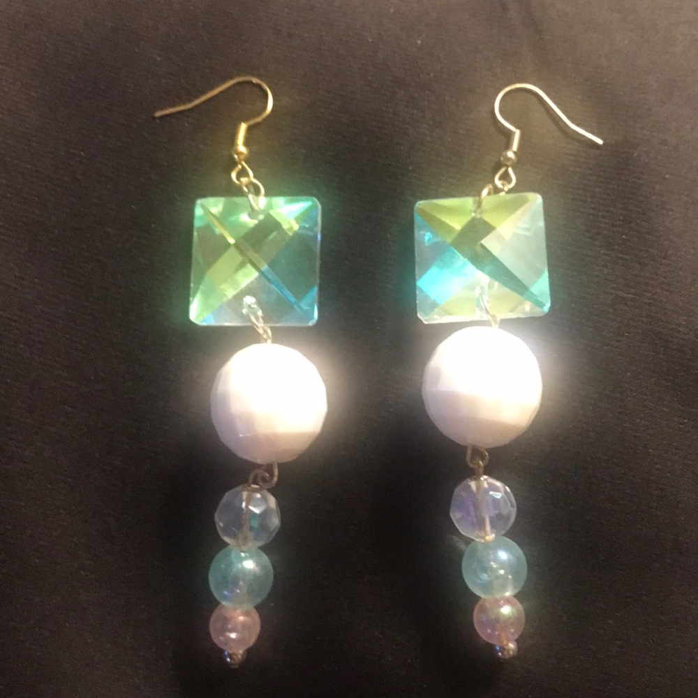 love, Savvy Handcrafted AB Crystal and Beaded Dangle Earrings
